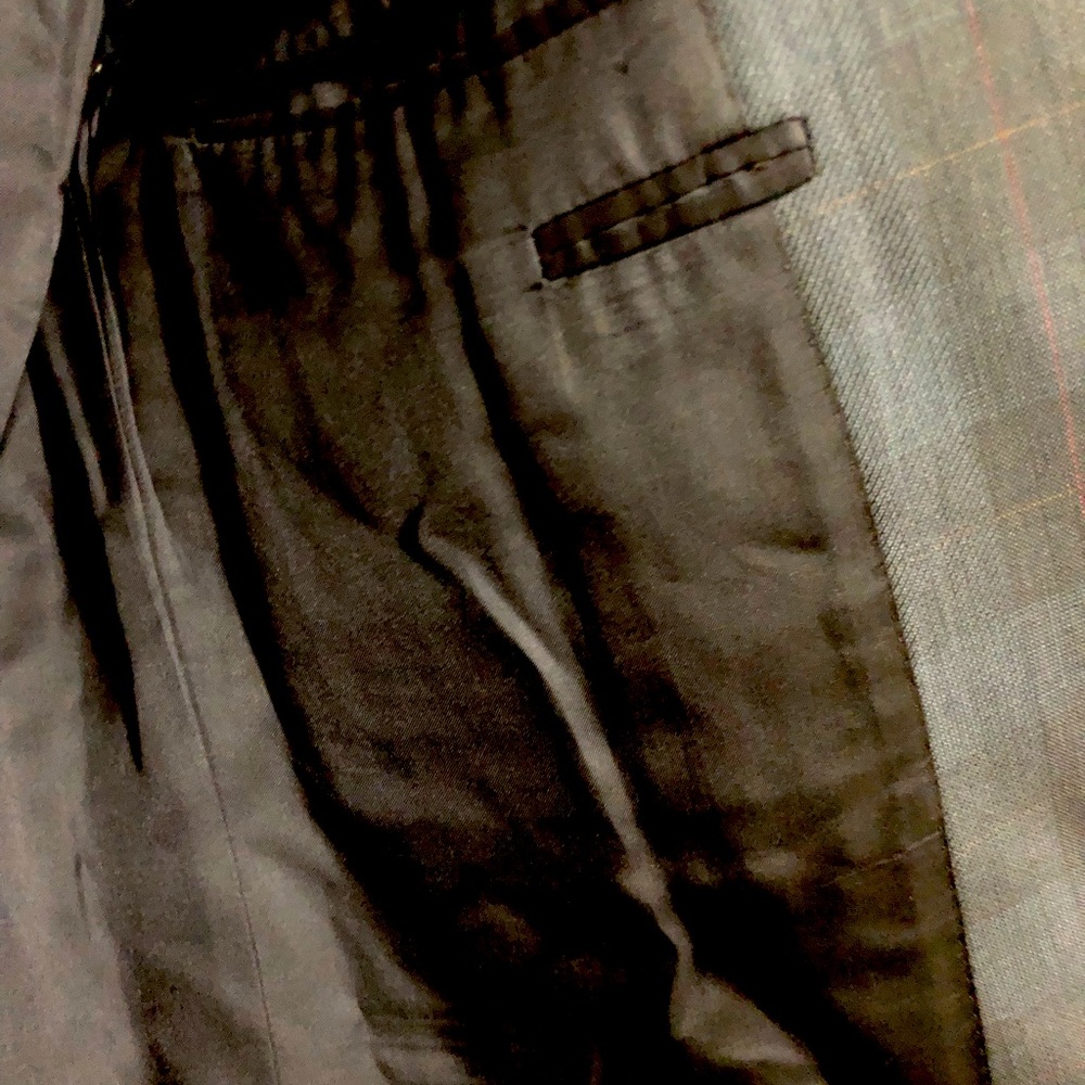 Canali Siena blue plaid wool blend sport coat 44L